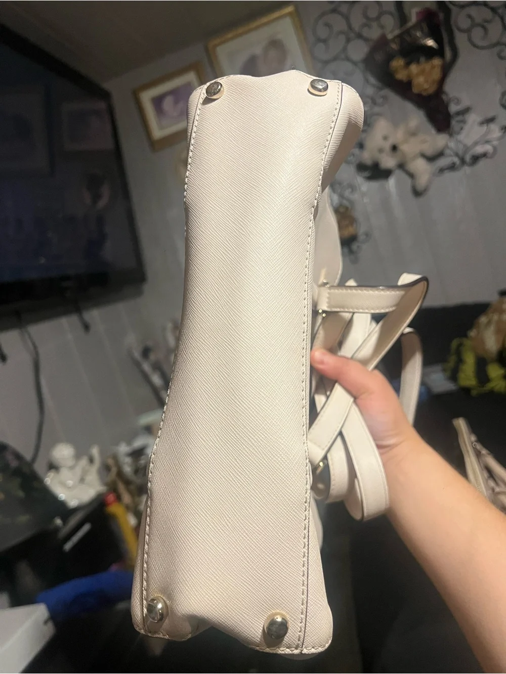 kate spade Cream Structured Satchel with Gold Hardware